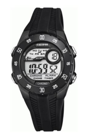 Montre enfant, stainless, bracelet silicone, 10ATM, chrono
