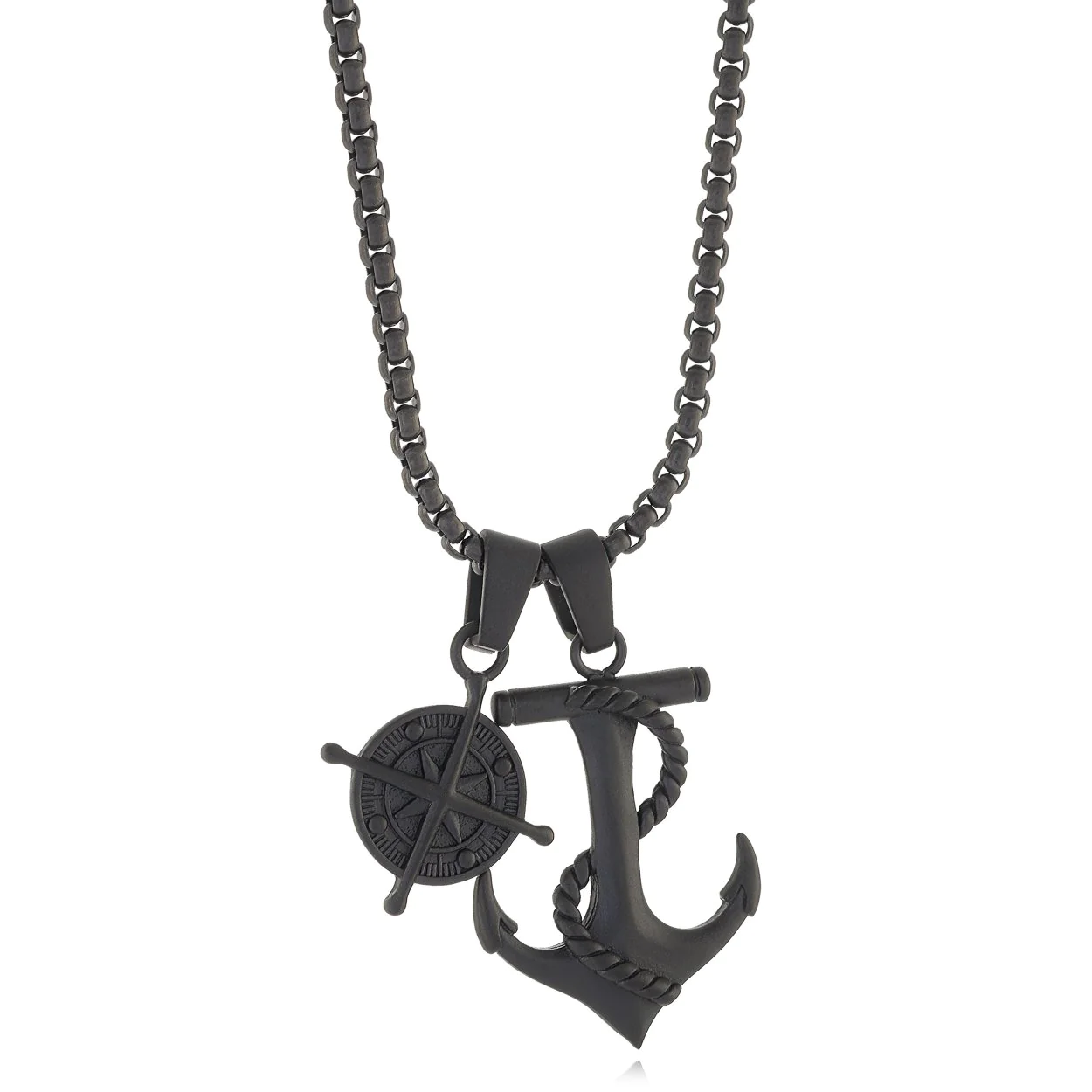 Pendentif pour homme en stainless, ancre, rose des vents - SP229 - Italgem