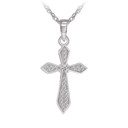 Pendentif en argent 925, zircons, croix