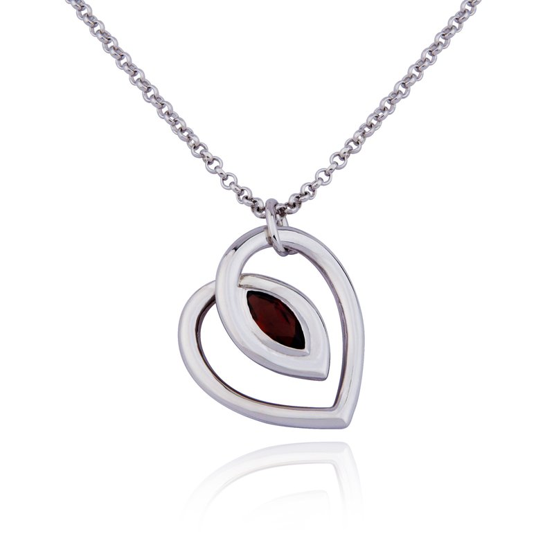 Pendantif argent 925, coeur, pierre de swarovski coupe marquise