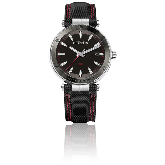 Montre homme, stainless et cuir de haute qualité, Newport, 10ATM - 12288/AG44 - Michel Herbelin