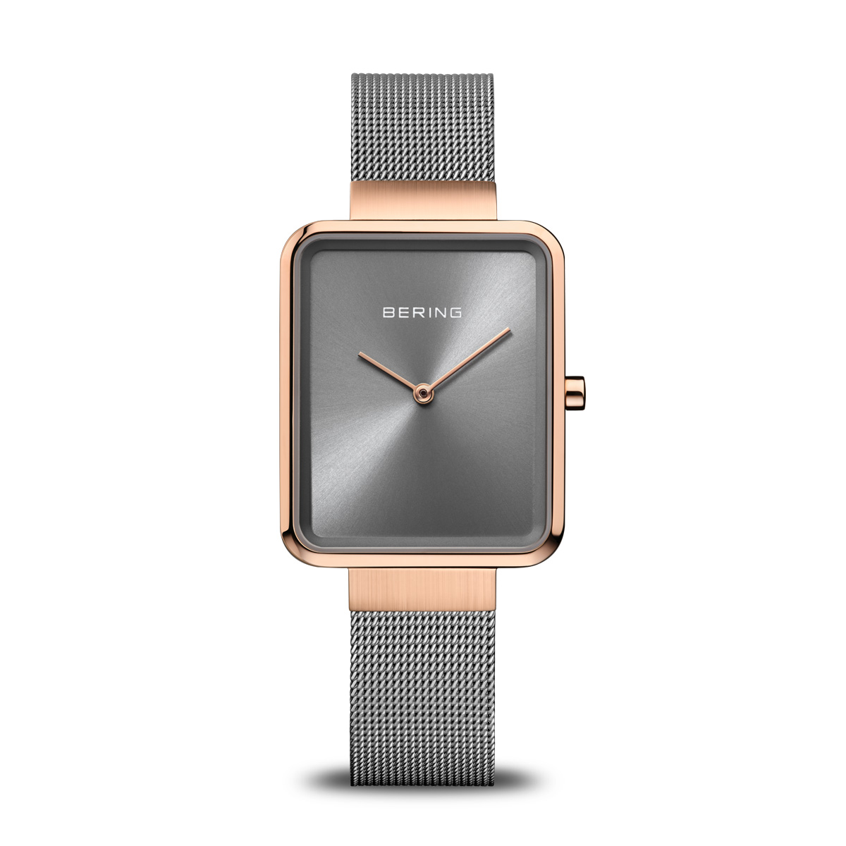 Montre en stainless, bracelet de mèche, verre saphir, rectangle, 3ATM