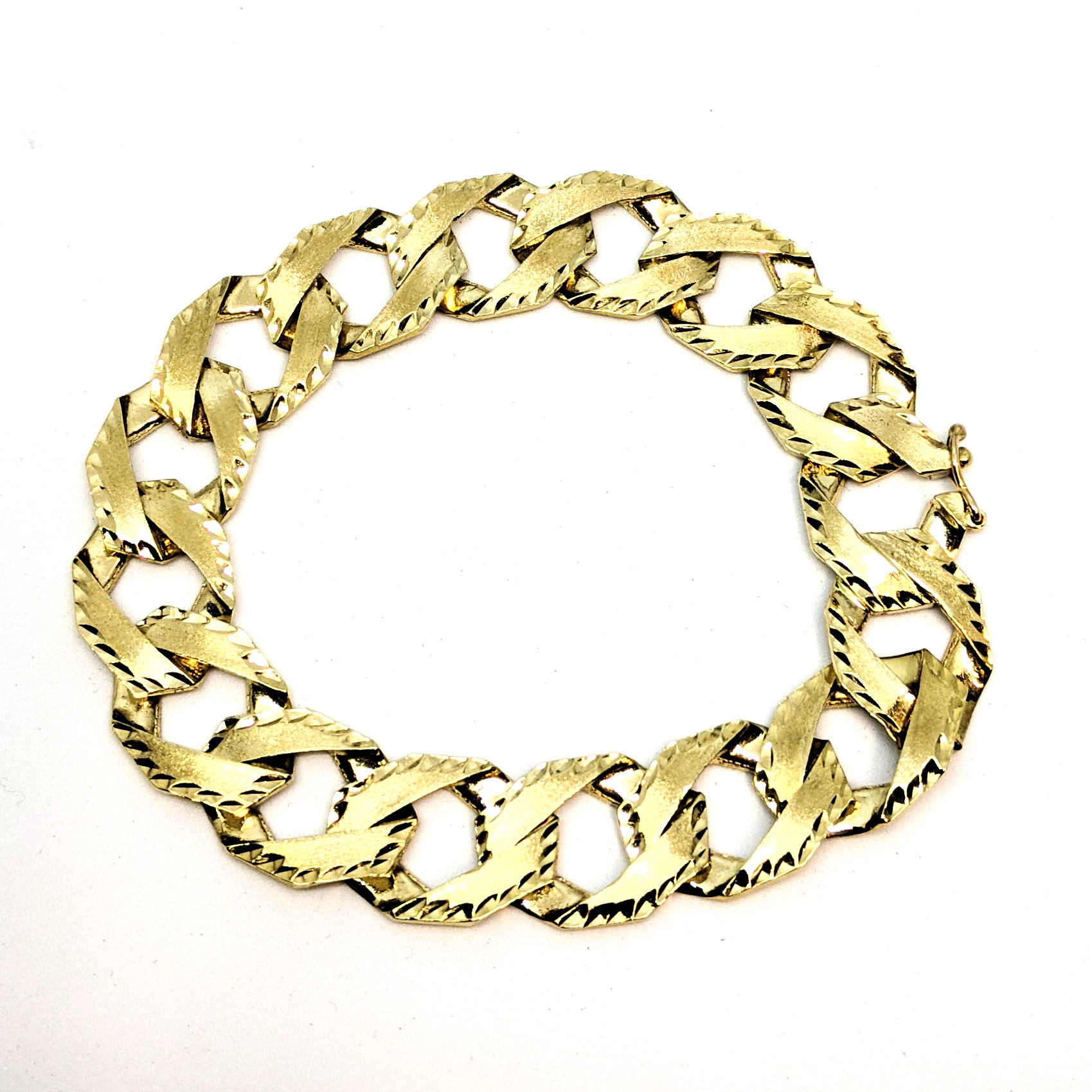 Bracelet or 10K, gourmette avec diamond cut