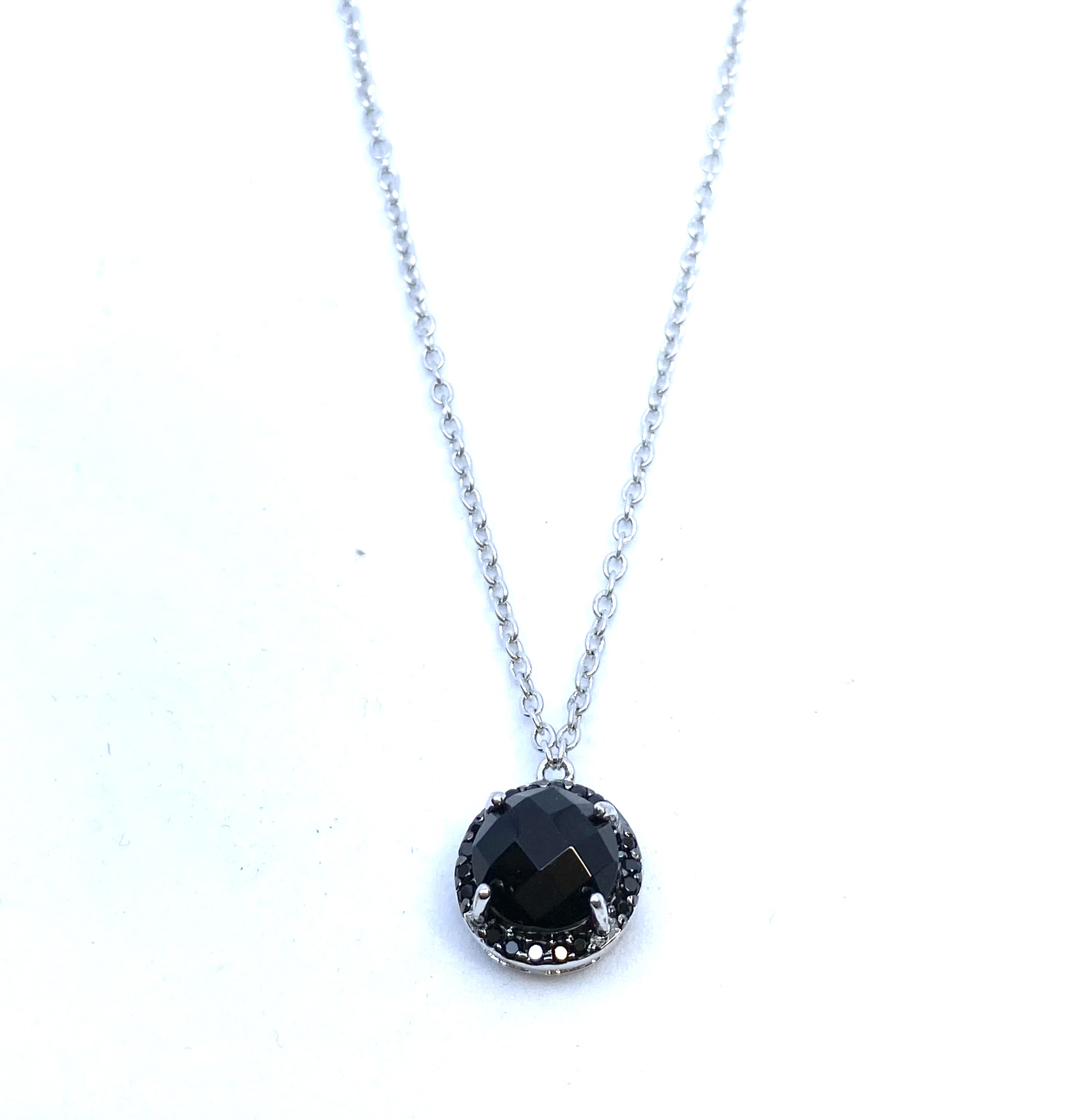 Pendentif pour femme en argent 925, zircons noirs