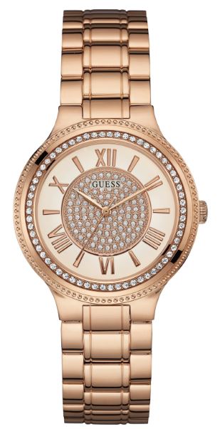 Montre femme, stainless, cadran blanc orné de pierres.