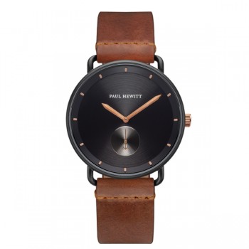 Montre stainless et cuir, 5ATM, verre saphir, chrono