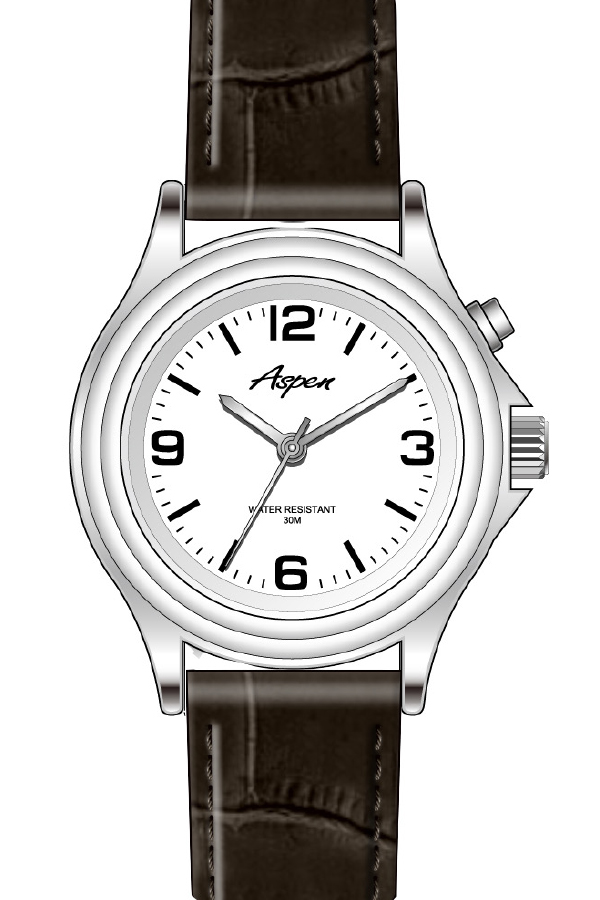 Montre homme, bracelet cuir, 3ATM, glow