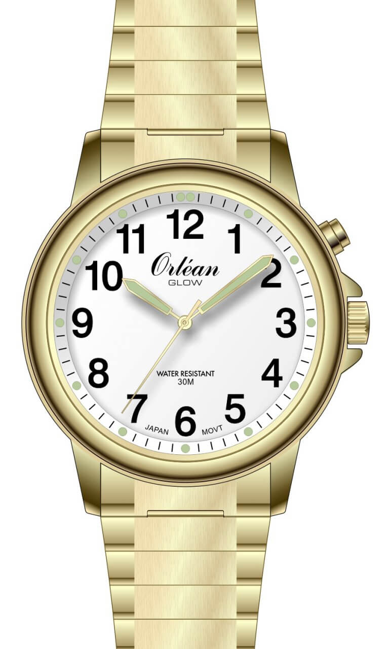 Montre pour homme en stainless, bracelet élastique, 3ATM, lumière - ME3641 - Orléan