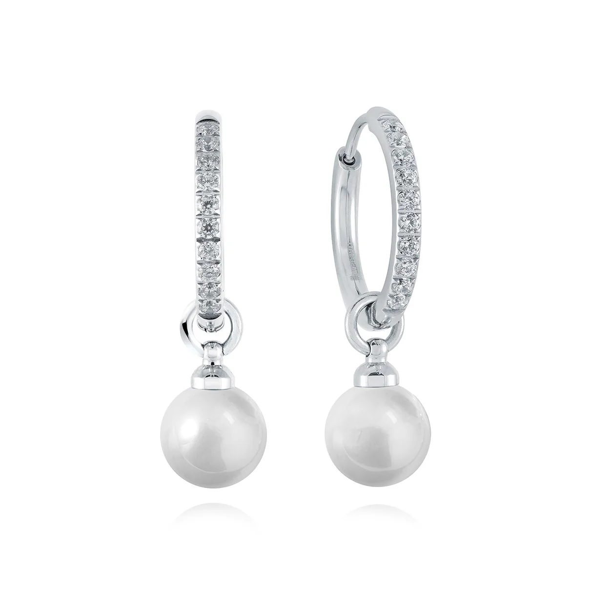 Boucles d'oreilles pour femme en stainless, cubic zirconium, perles