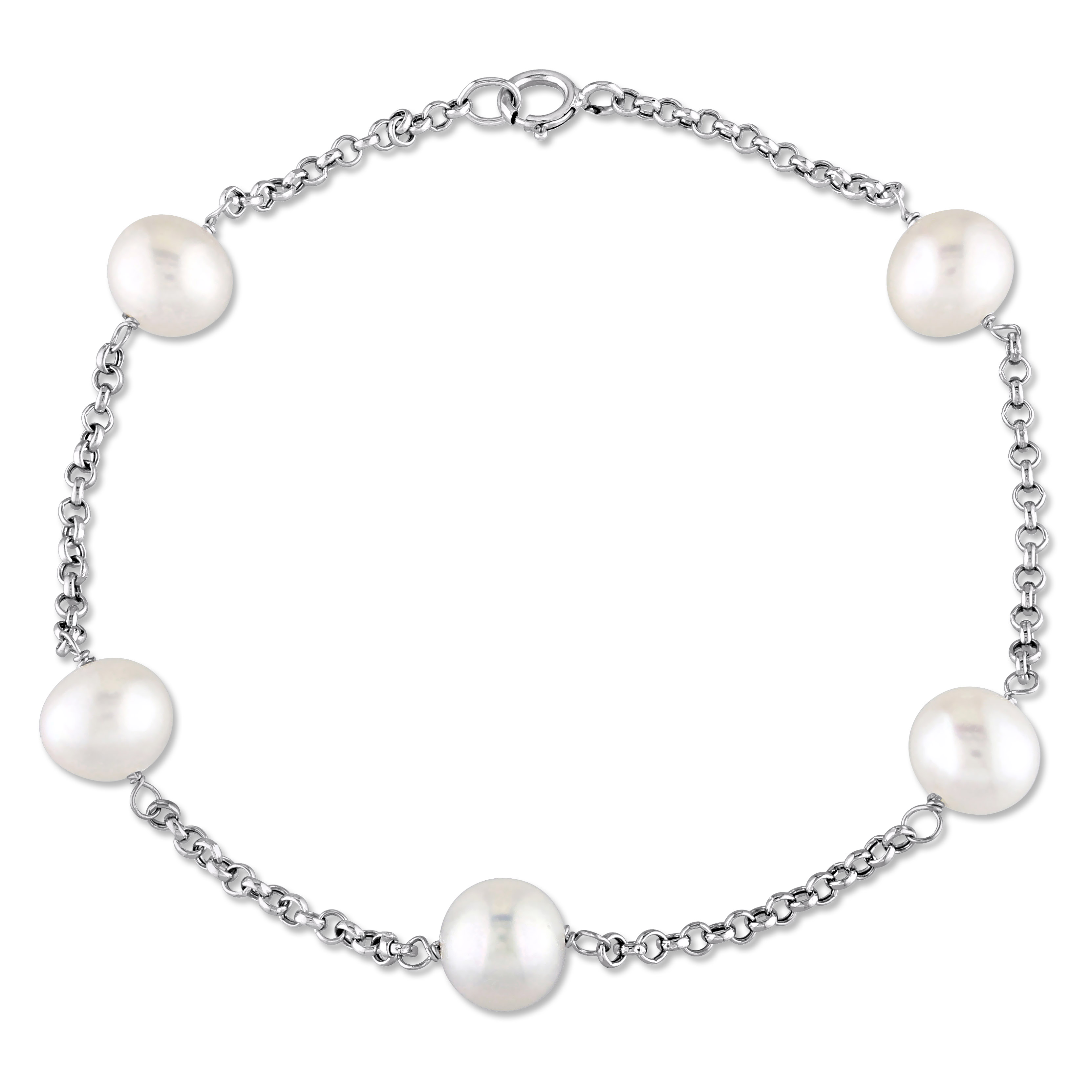 Bracelet pour femme en or 10K, perles de culture 6.5-7mm, rolo