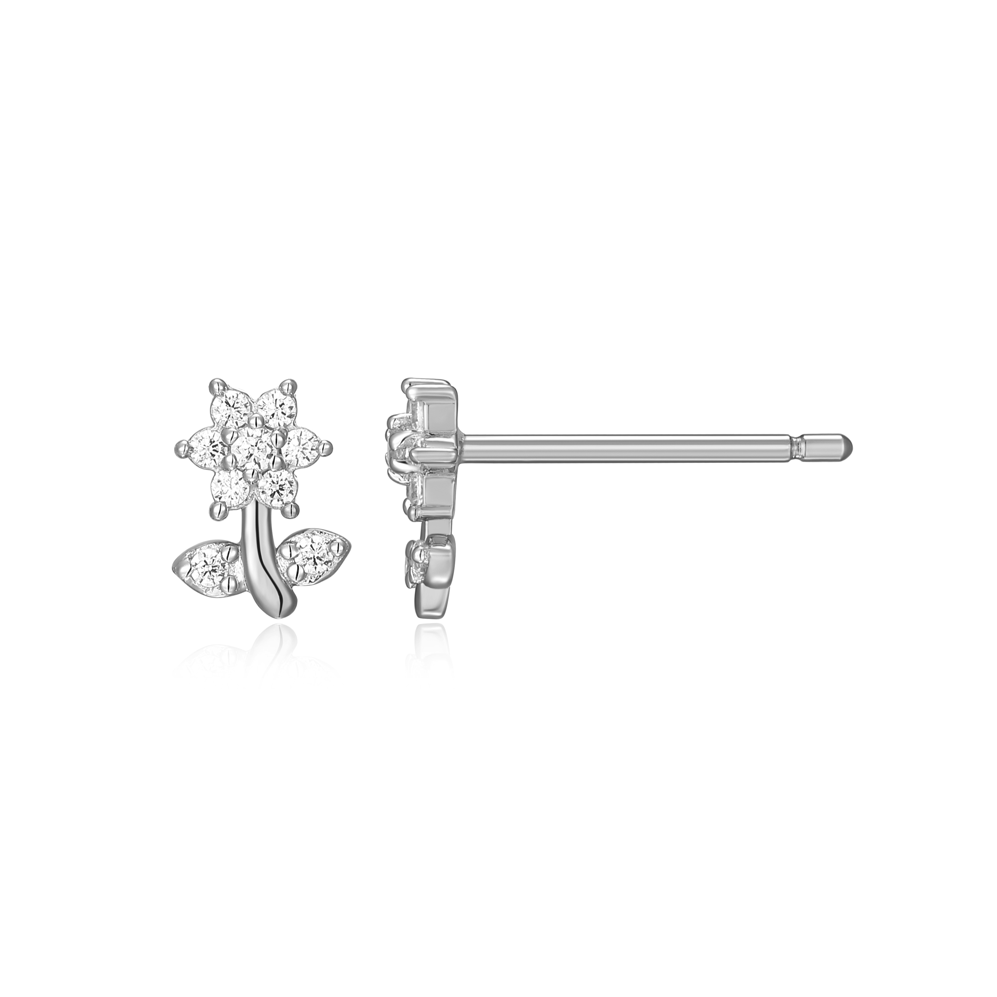 Boucles d'oreilles pour femme en argent 925, 0.096 carat de diamants laboratoires, fleurs - R2ARP9KH00 - M by Monte Luna