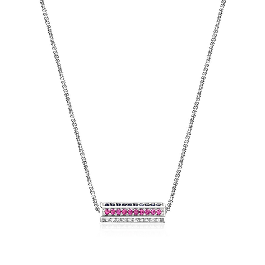 Pendentif pour femme en argent 925, saphir et ruby laboratoire - R0LBYA974A - ELLE