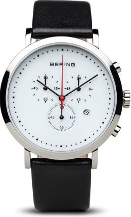 Montre homme, stainless, bracelet cuir, verre saphir, 5ATM