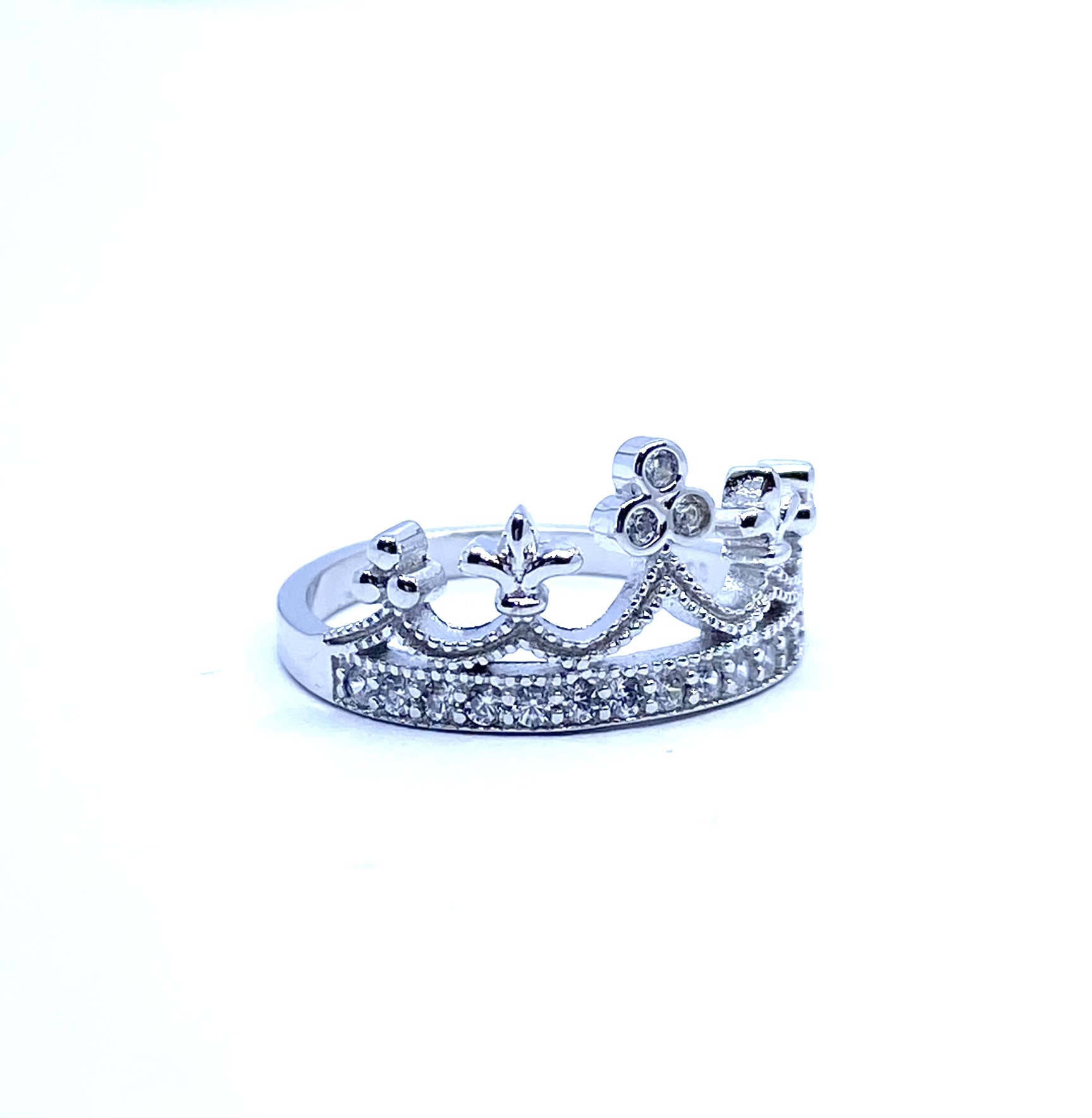 Bague pour femme en argent 925, zircons, couronne