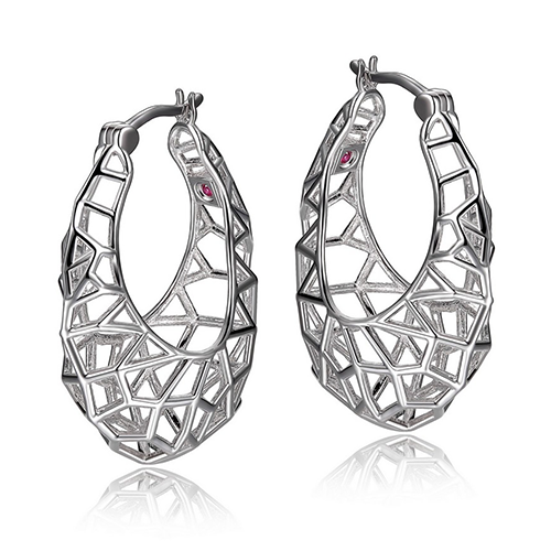 Boucle d'oreille argent 925 trouée, ovale