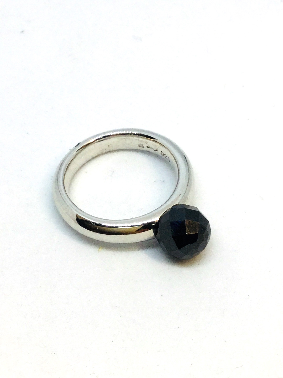 Bague argent 925, boule noire