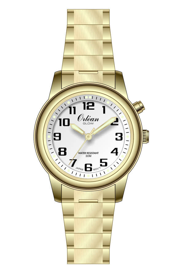 Montre pour femme en stainless, bracelet élastique, 3ATM, lumière - ME3645 - Orléan