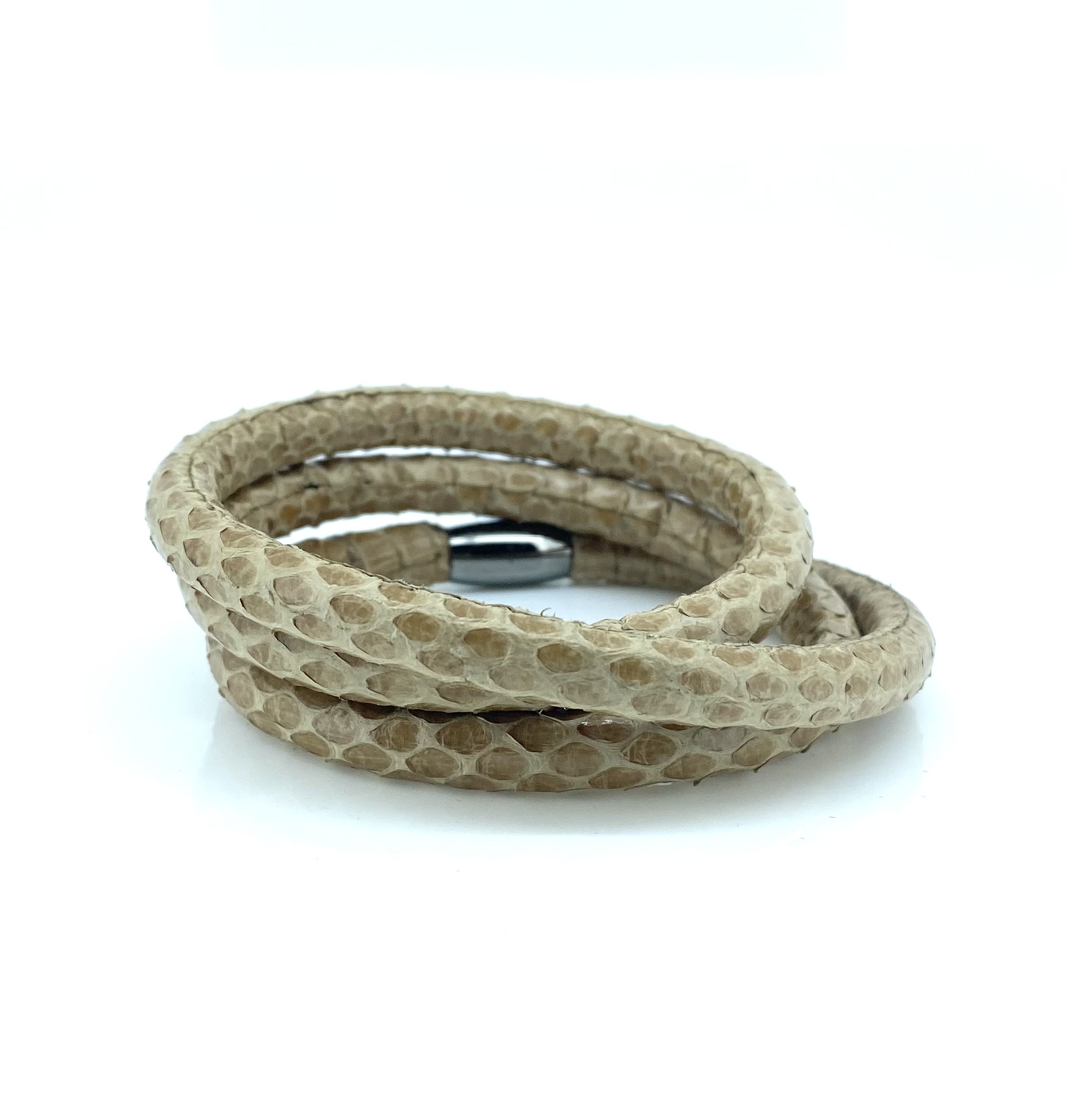 Bracelet triple pour femme en stainless et cuir, peau de serpent - 1001865-57 - Story