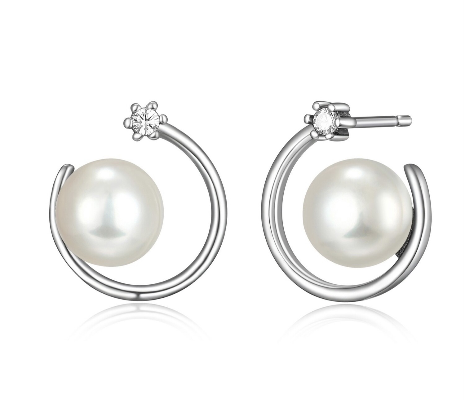 Boucles d'oreilles pour femme en argent 925, perles, zircons