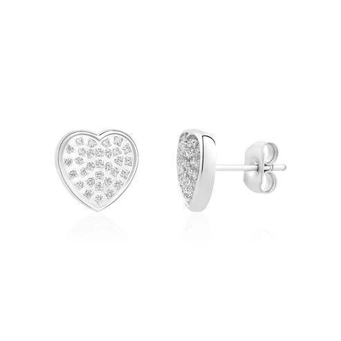 Boucles d'oreilles pour femme en stainless, cubic zirconium, coeurs - ZW-E26-W - Arezzo