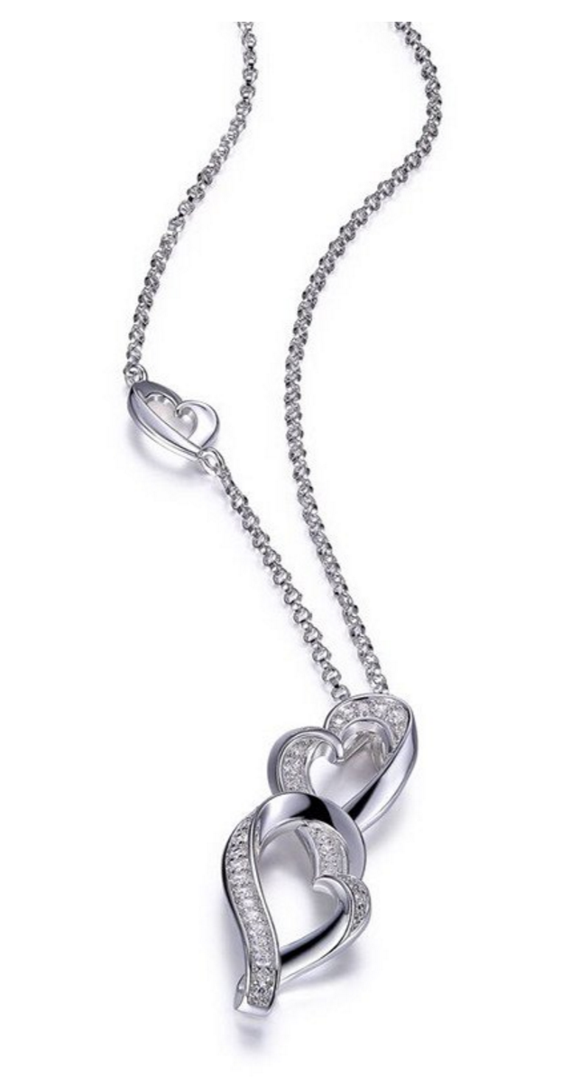 Pendentif pour femme en argent 925, cubic zirconium, coeurs