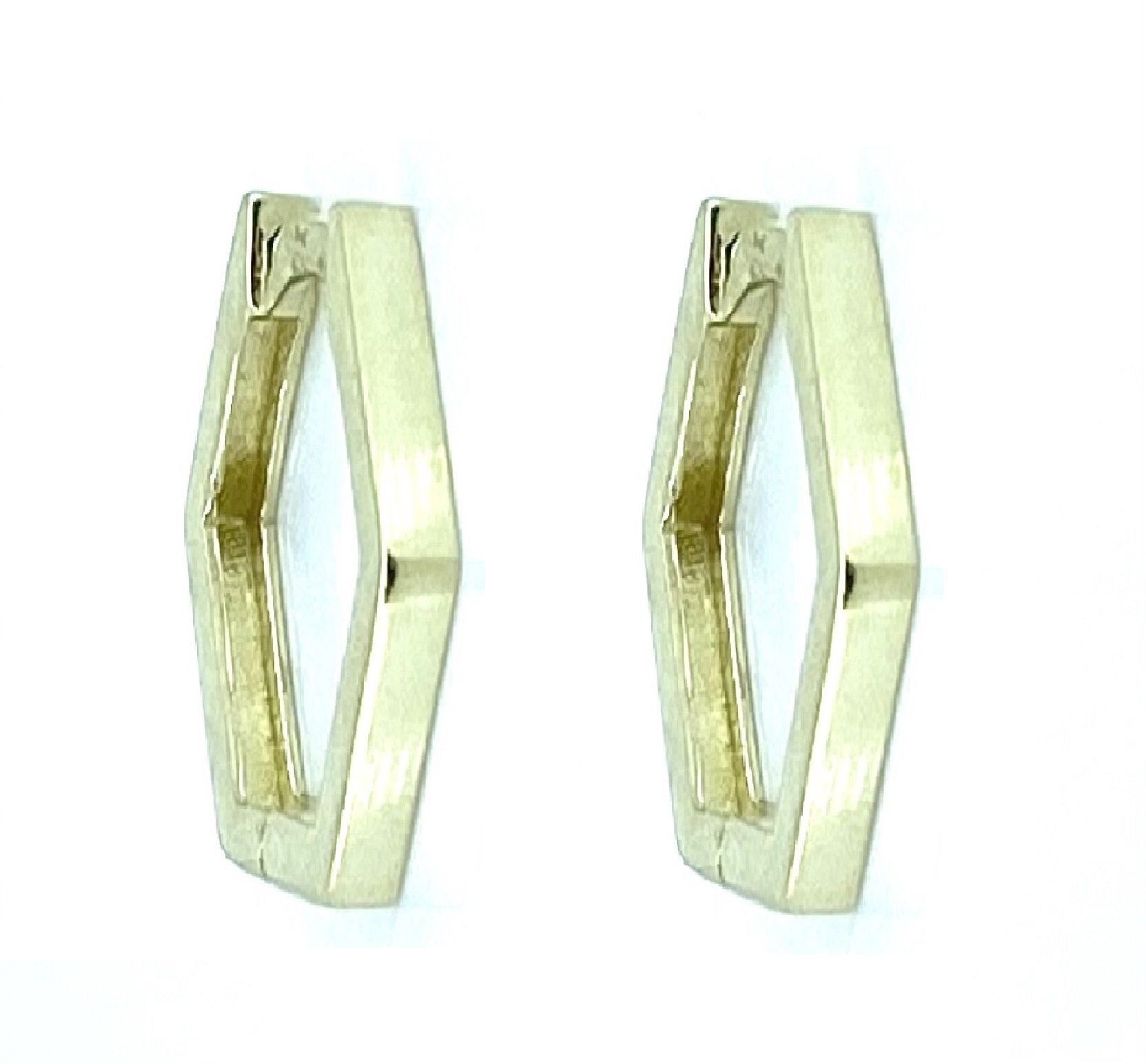 Boucles d'oreilles pour femme en or 10k, huggies, hexagones, 20mm