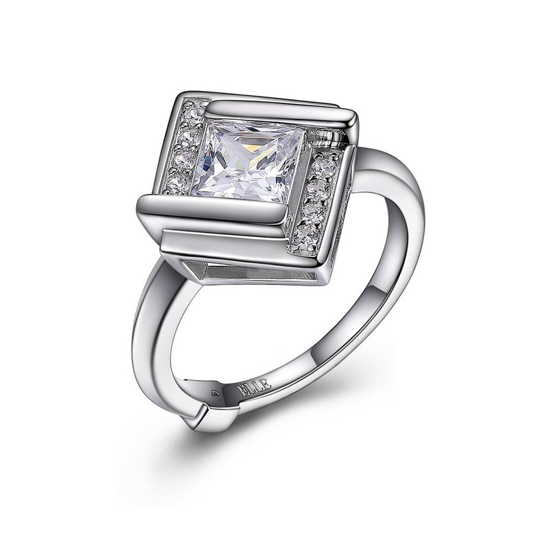 Bague argent 925, pierre coupe 'princesse'