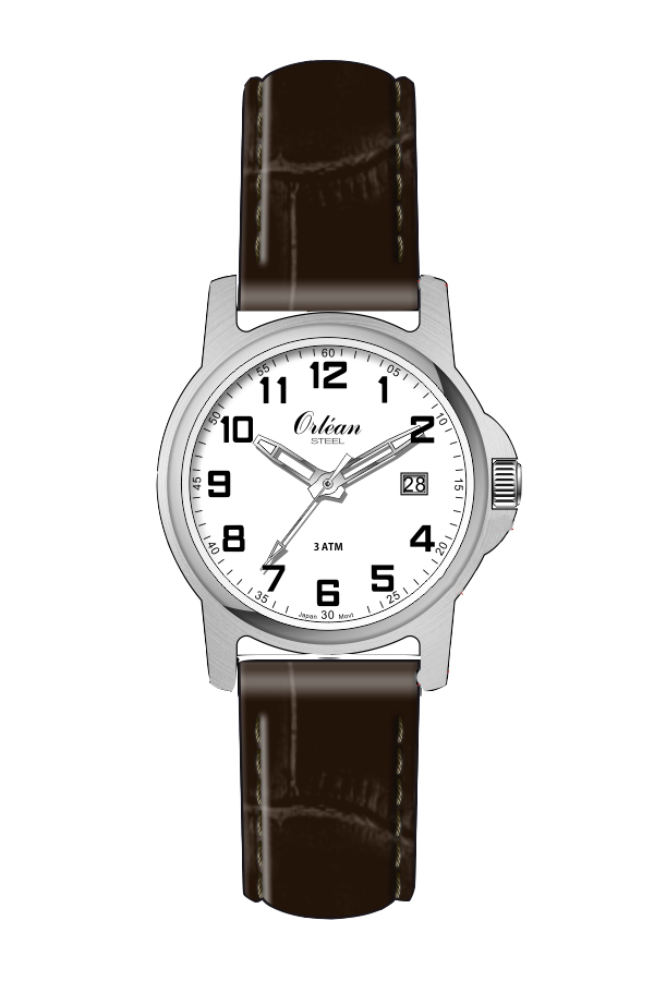 Montre femme, stainless, bracelet cuir, 3ATM
