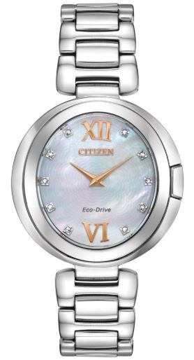 Montre femme, stainless, eco-drive, 10pierres