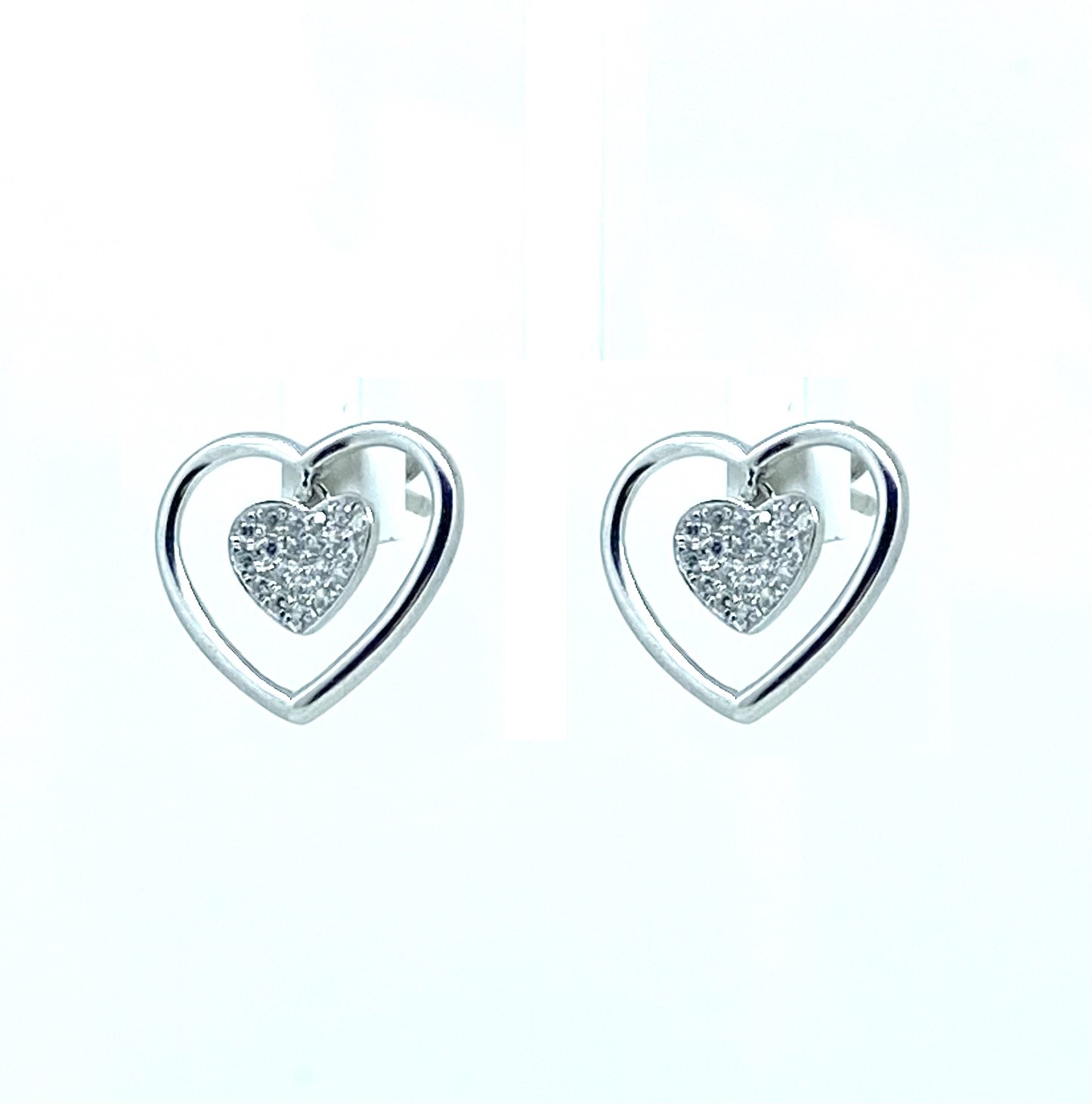 Boucles d'oreilles pour femme en argent 925, cubic zirconium, coeurs - BO430 - Divers