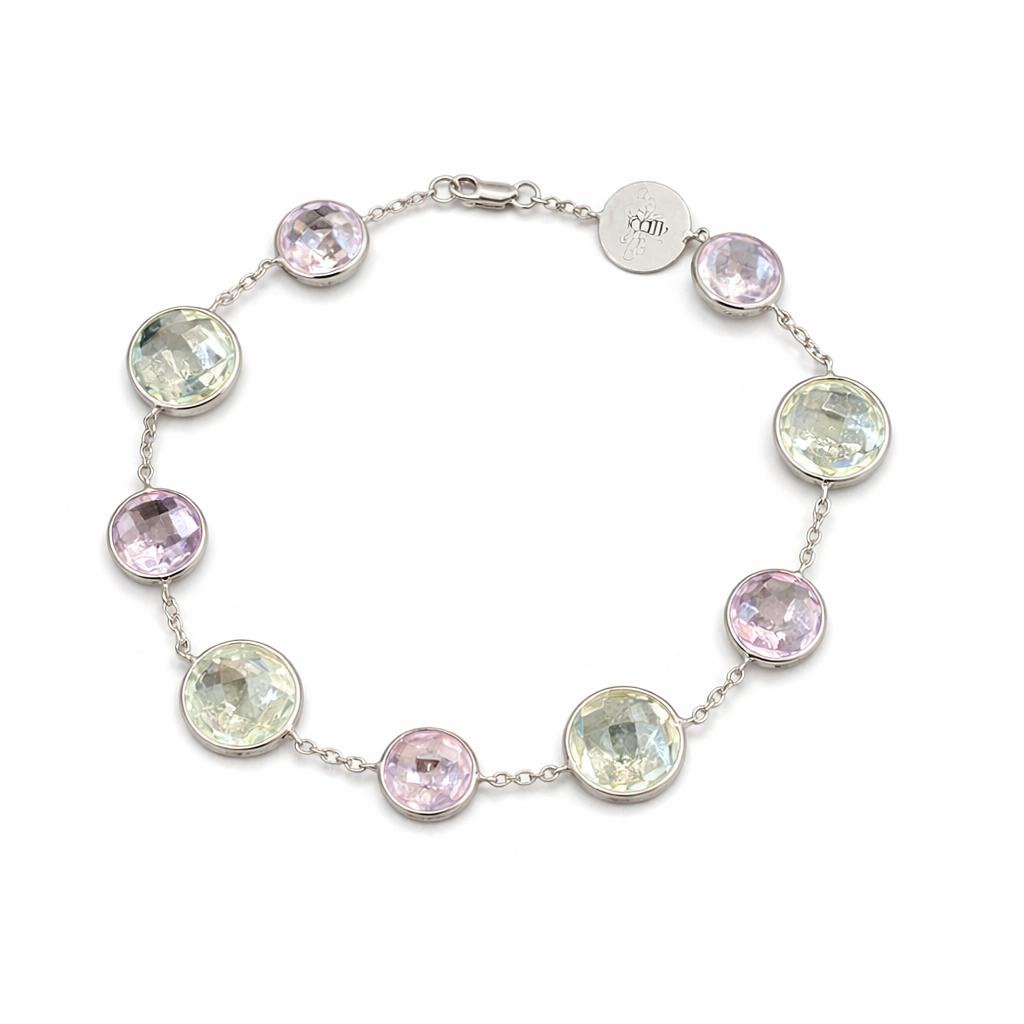 Bracelet pour femme en or 14k, 9 améthystes - 605W3E4F - BCouture
