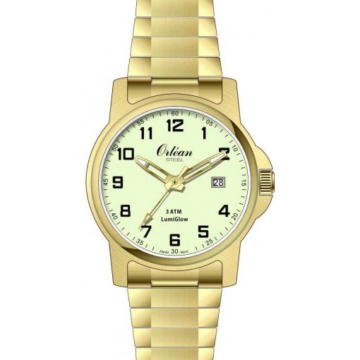 Montre pour homme en stainless, bracelet élastique, 3ATM, lumière