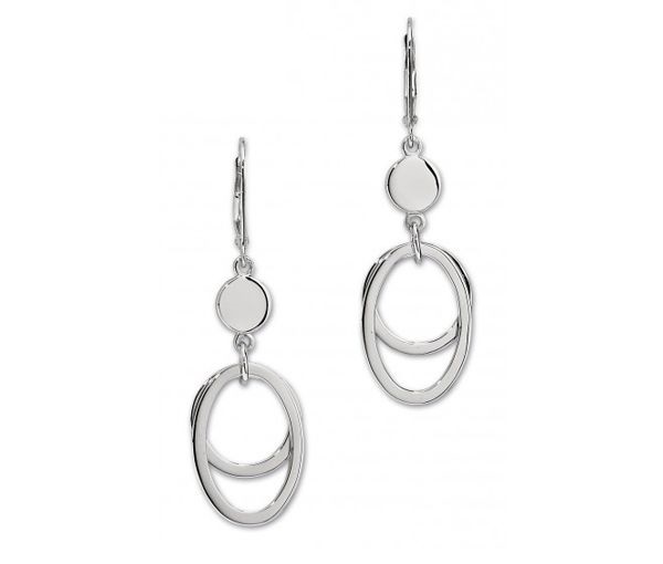 Boucle d'oreille argent 925 unie '1 cercle/1 ovale'