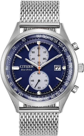 Montre homme, stainless, bracelet mèche, eco-drive, 10ATM