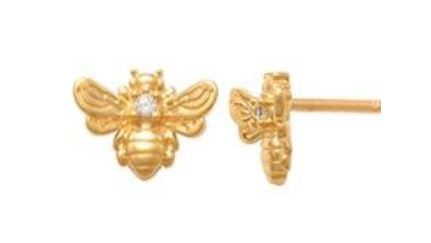 Boucles d'oreilles vissées pour enfant en or 10K, abeilles