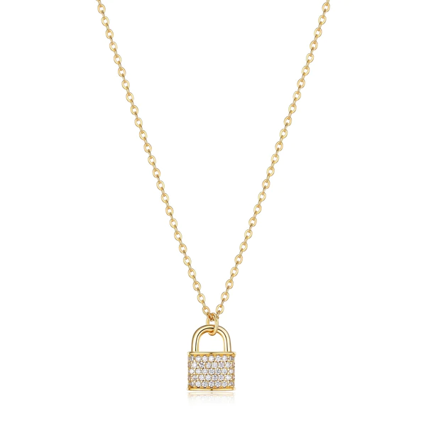 Pendentif pour femme en argent 925, zircons, cadenas - 30A8P40014 - Reign