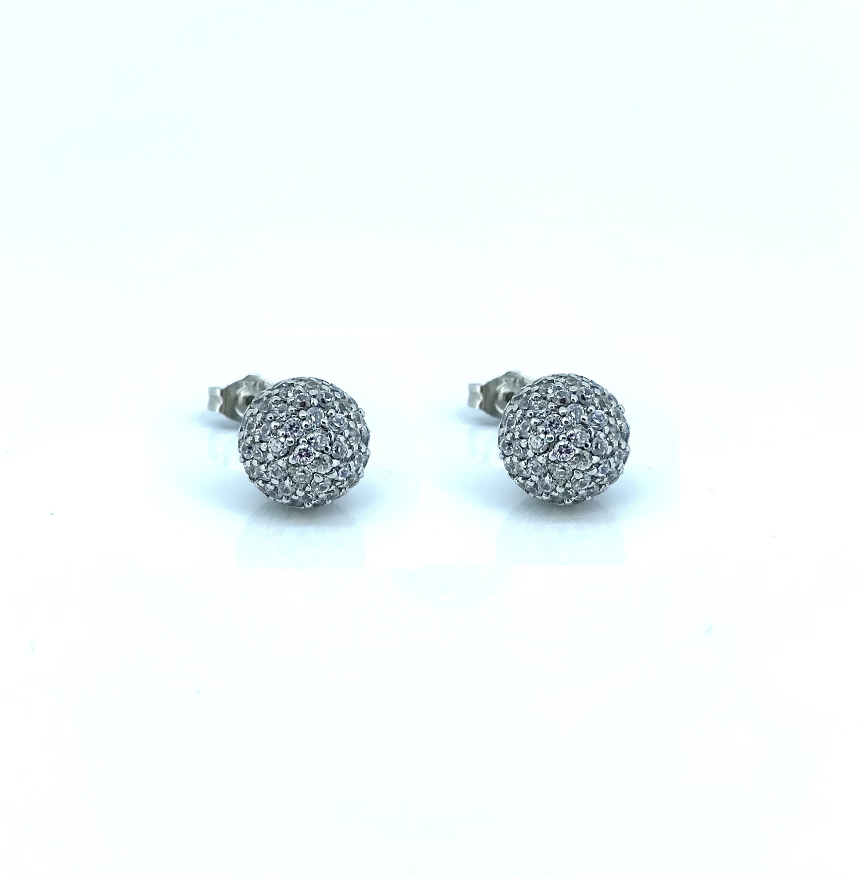 Boucles d'oreilles pour femme en argent 925, boules, cubic zirconium