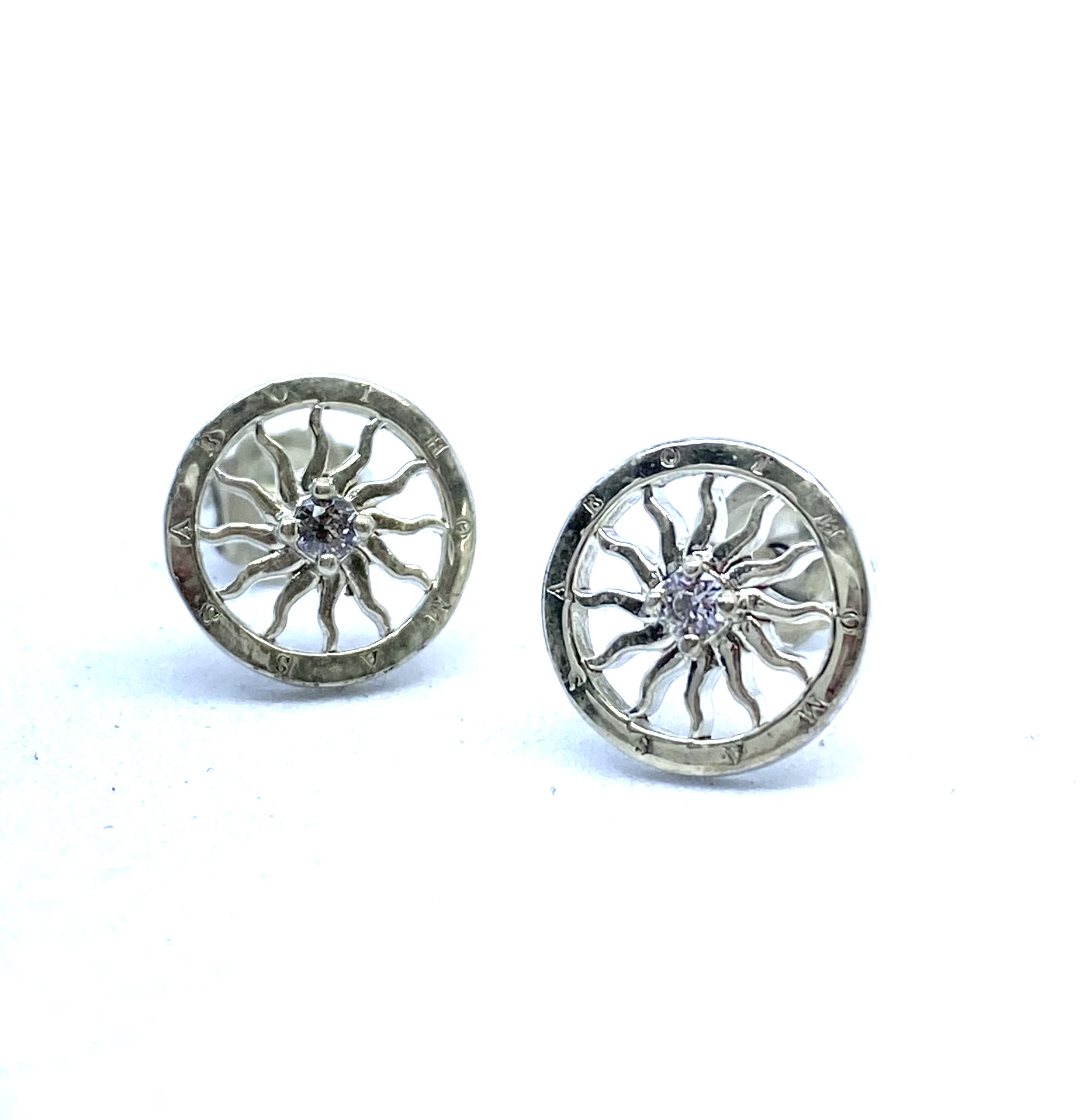 Boucles d'oreilles pour femme en argent 925, zircons, soleils