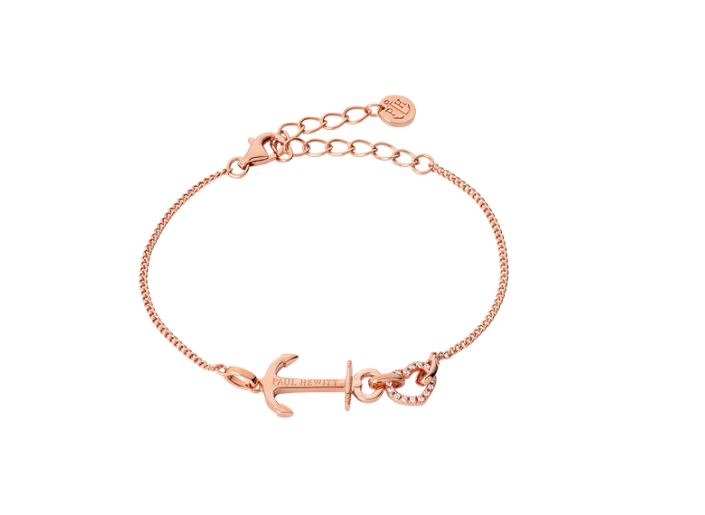 Bracelet pour femme en aregnt 925, zircons, ancre, coeur