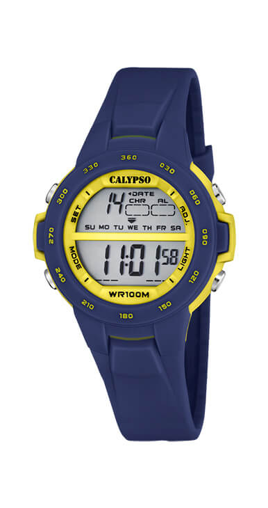 Montre pour enfant en stainless et silicone, 10ATM, chrono, alarme - K5850/5 - Calypso