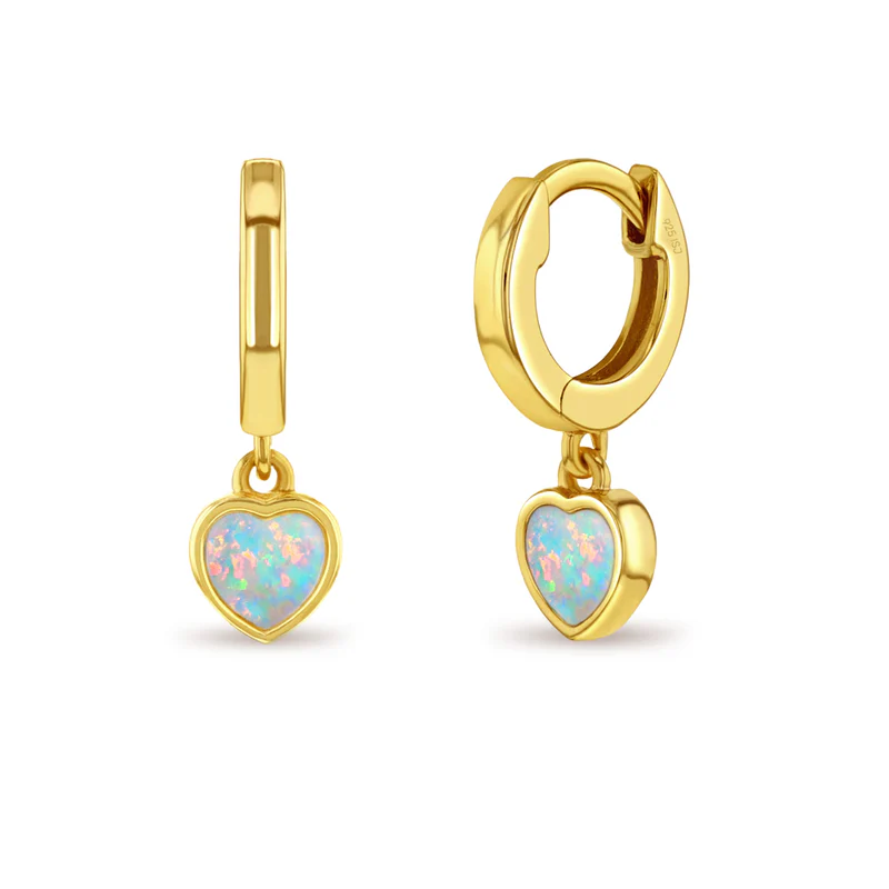 Boucles d'oreilles pour enfant en argent 925, opales, coeurs - SS-03-00858 - In Season Jewelry