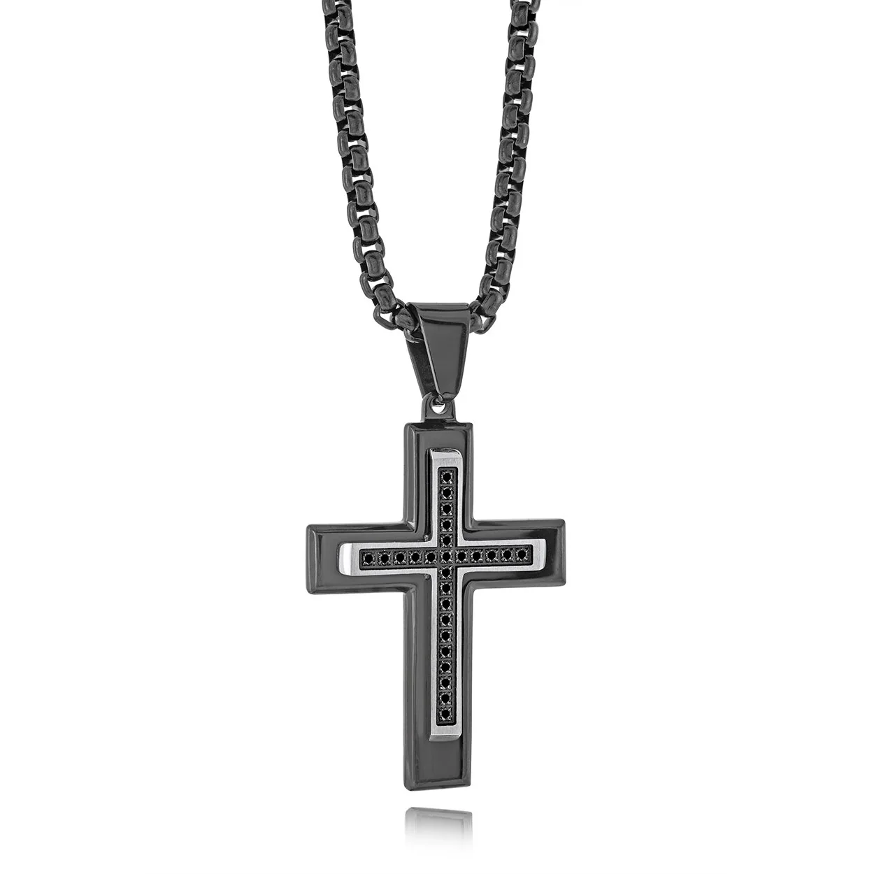 Pendentif pour homme en stainless, cubic zirconium, croix - SC230 - Italgem