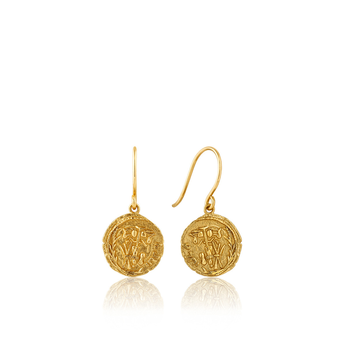 Boucle d'oreille argent 925, médaillon, crochet