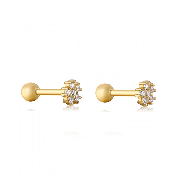 Boucles d'oreilles pour femme en argent 925, zircons, fleurs