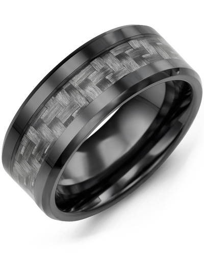 Bague pour homme en céramique et fibre de carbone