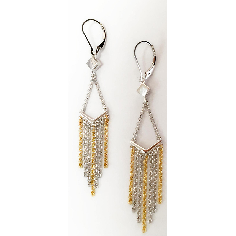 Boucle d'oreille argent 925 2 tons 'chainette'