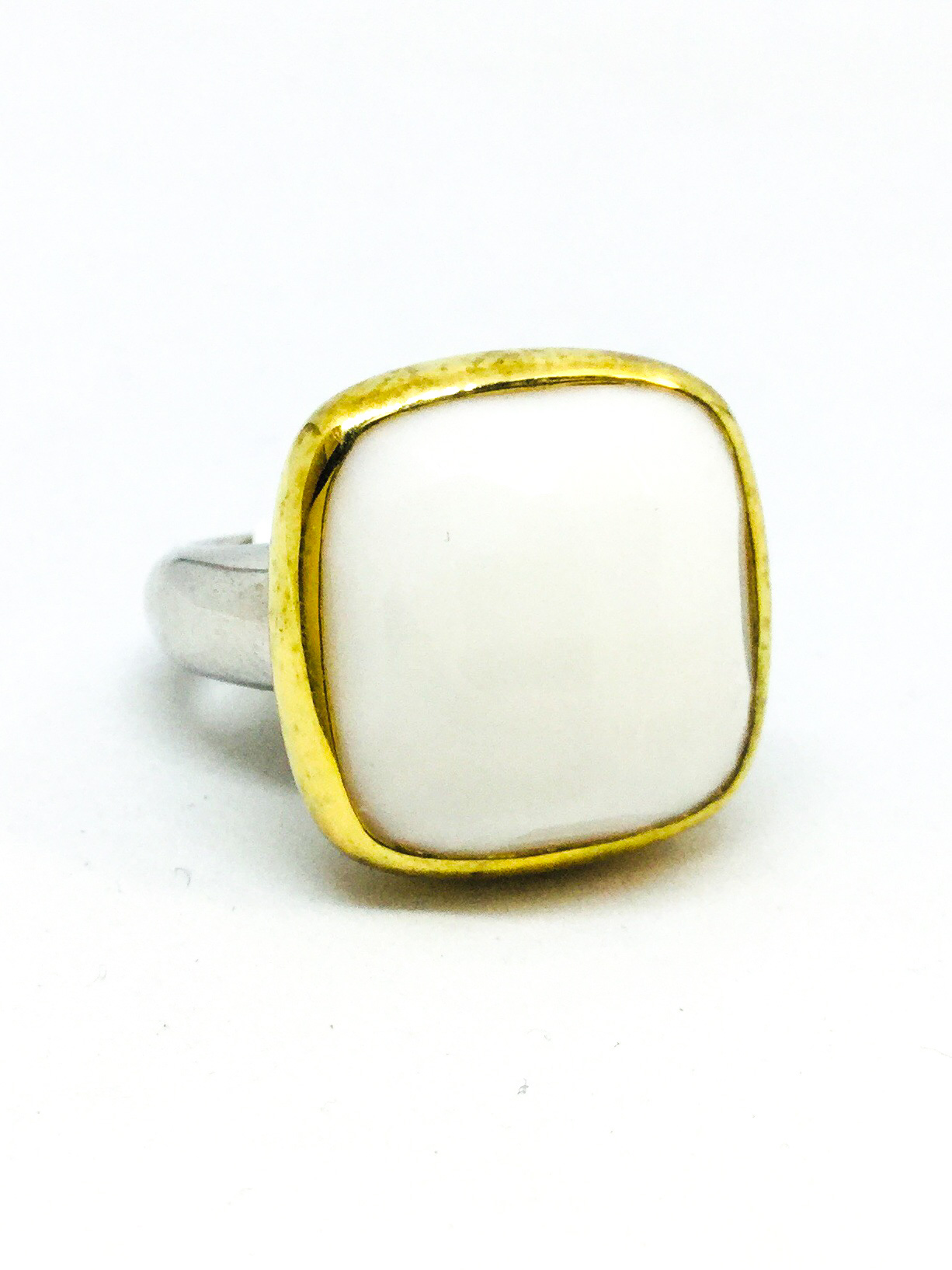 Bague argent 925, pierre blanche