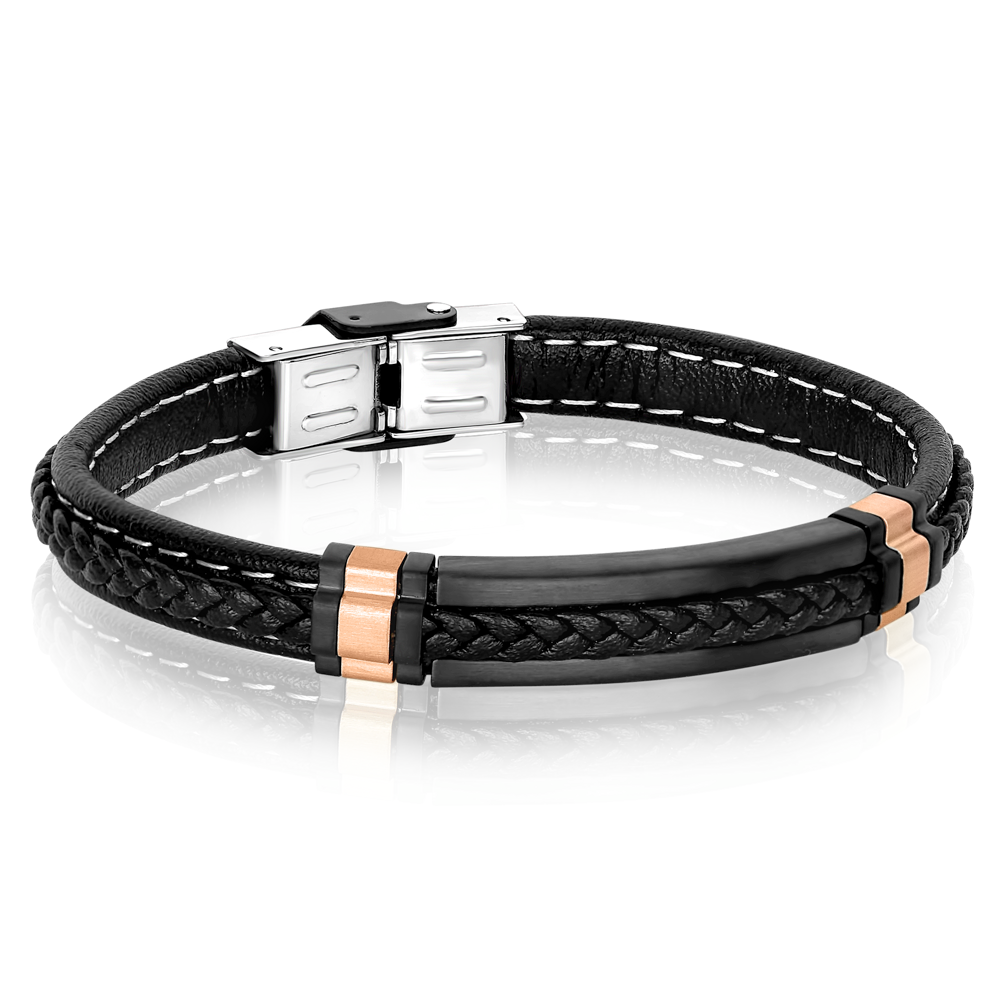Bracelet stainless et cuir