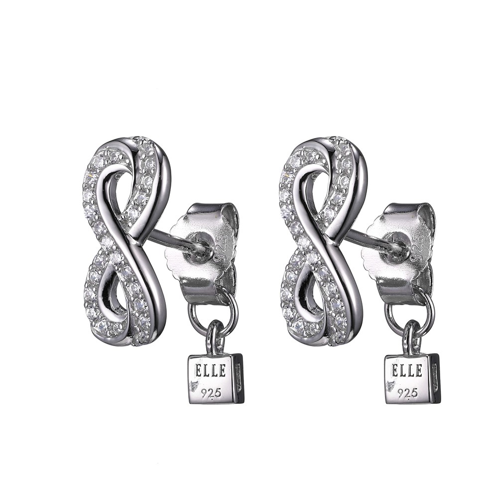 Boucles d'oreilles pour femme en argent 925, cubic zirconium, infini