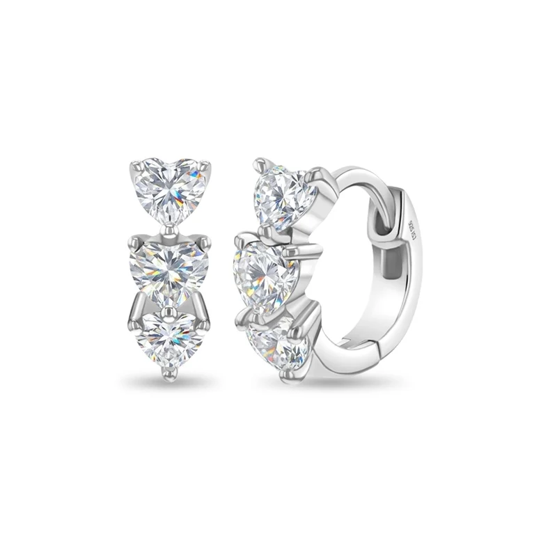 Boucles d'oreilles pour enfant en argent 925, coeurs, cubic zirconium - SS-03-00901 - In Season Jewelry